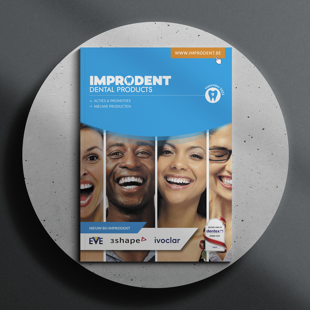 Voorbeeld van een catalogus / brochure ontworpen voor Improdent uit Ieper door SPHYNX branding agency uit Kortrijk